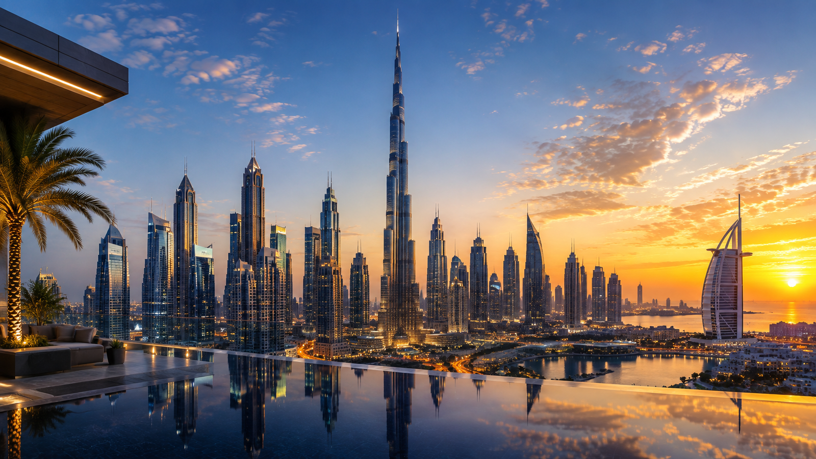 Dubai Sunset Skyline Luxury Towers